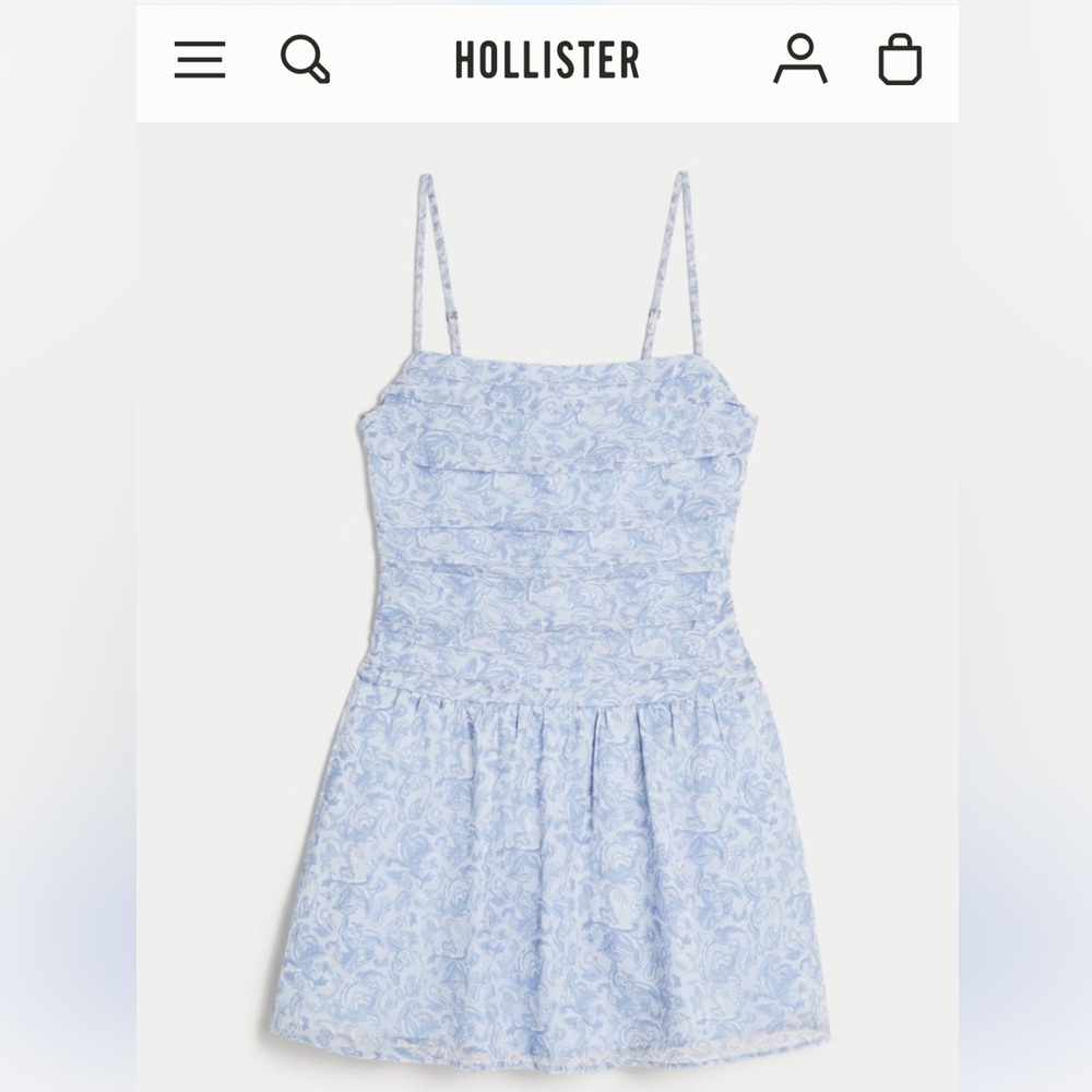 NWT Hollister Chiffon Skort Dress Blue and White Floral Tween Teen Juniors XS